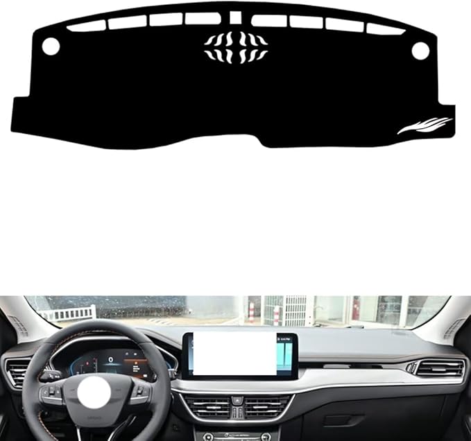 leather dashboard cover Compatible with FORD NEW Focus（speakers） 2019-2022，dash cover（black）