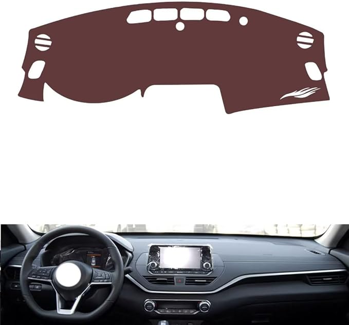 generic leather dashboard cover Compatible with Nissan Teana（NO HUD） 2019-20，dash cover, Non-Slip Dash Cover, Dash mat Dashboard Cover, Interior Dash Covers, brown