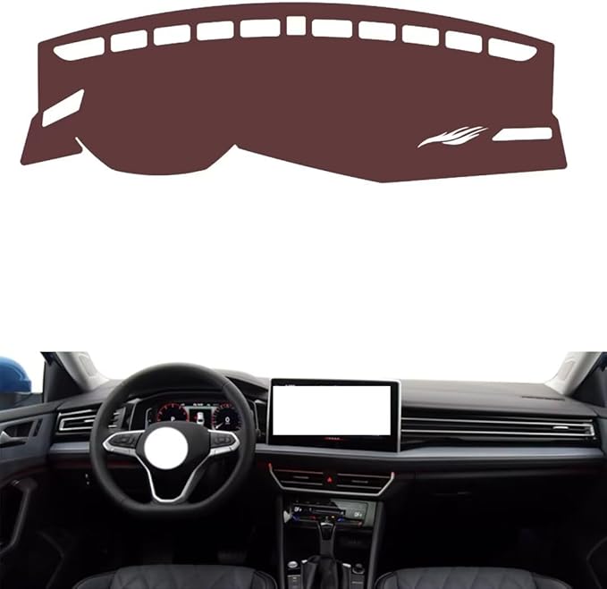 generic leather dashboard cover Compatible with VW Sagitar 2023，dash cover, Non-Slip Dash Cover, Dash mat Dashboard Cover, Interior Dash Covers, brown