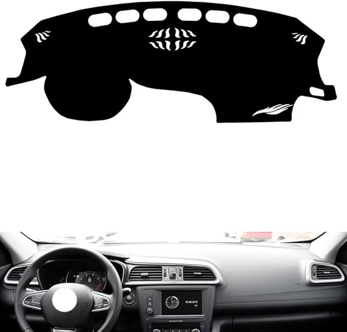 leather dashboard cover Compatible with Renault Kadjar，dash cover（black）