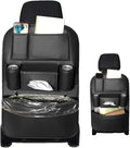1PCS Car Backseat Organizer Seat Back Protectors Kick Mats, PU Leather Car Storage Organizer Hanging Bag with Car Tissue Holder Kids Toys Storage Car Accessories (Black)