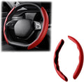 LoyaForba Car Steering Wheel Cover, Universal 15 Inch Leather Segmented Auto Steering Wheel Protector, Anti-Slip and Soft Breathable, Car Interior Accessories for Most Vehicle, SUV, Truck (Red)