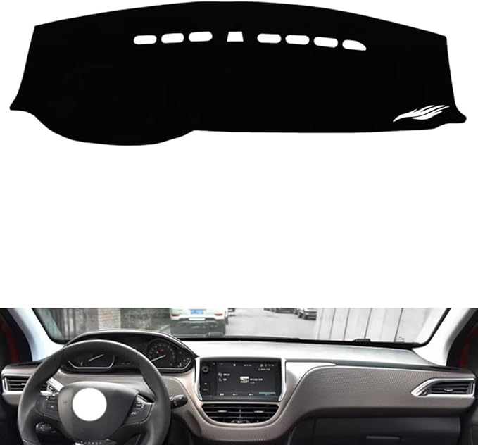 leather dashboard cover Compatible with Peugeot 3008 (NO HUD) 2016-2019，dash cover（black）