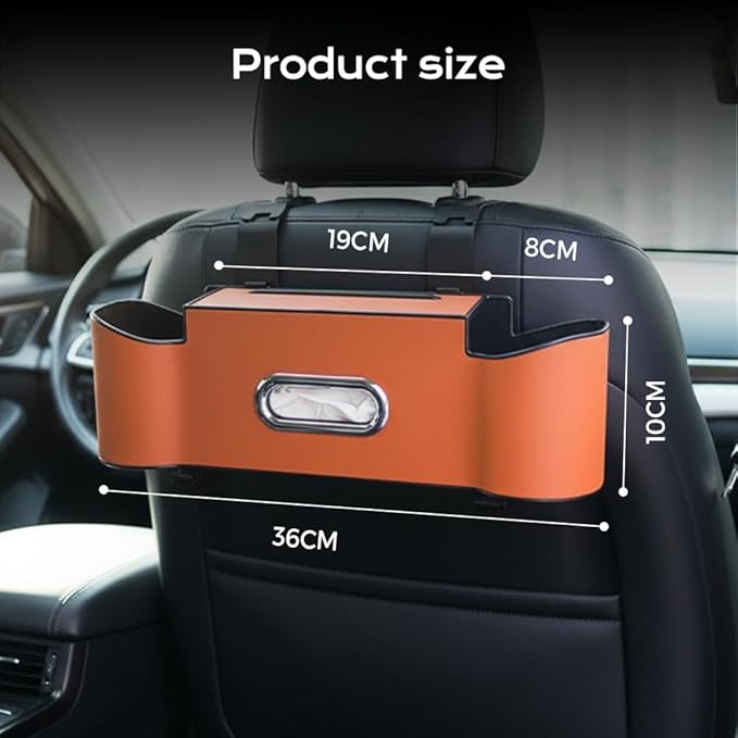 asfanst 3-in-1 Car Backseat Organizer with Cup Holder, Tissue Box, and Hooks, Multifunctional Back Seat Storage for Phones, Snacks, Drinks, and Handbags (2, Red)