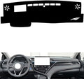 leather dashboard cover Compatible with Toyota Camry（HUD） 2021-2023，dash cover（black）