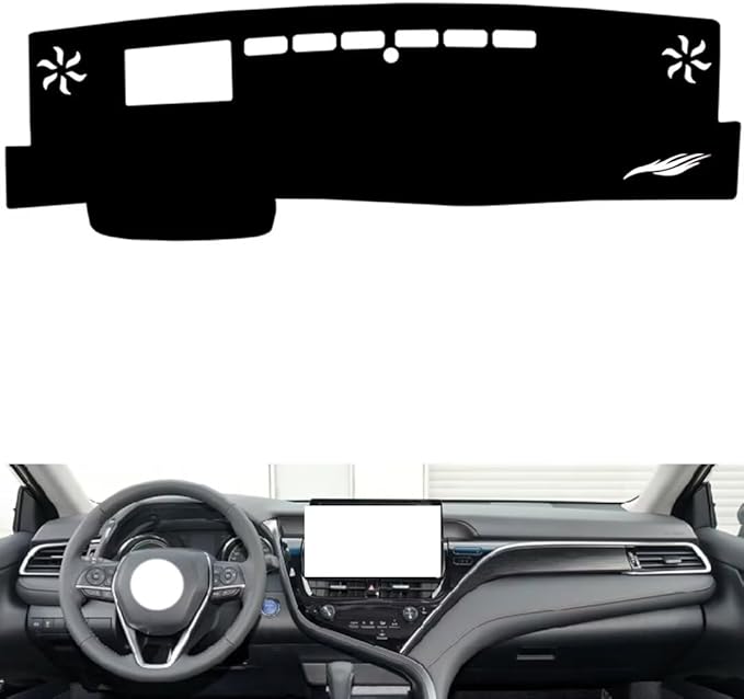 leather dashboard cover Compatible with Toyota Camry（HUD） 2021-2023，dash cover（black）