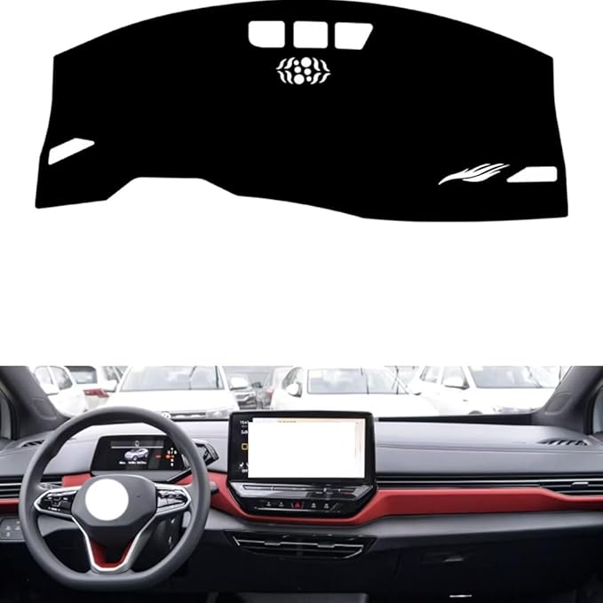 leather dashboard cover Compatible with VW ID.4 X (NO HUD，dash cover（black）