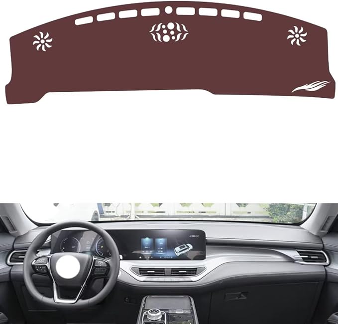 Leather Dashboard Cover Compatible with Ford E-QUATOR,Dash Board Cover mat Anti-Slip Sun-Proof and dust-Proof(Brown)