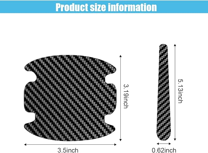 8PCS Car Door Handle Scratch Protectors, Carbon Fiber Car Door Handle Bowl Sticker, Universal Auto Doors Handles Paint Guard Cover, Doors Handles Cup Protective Film for Cars (Black)