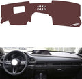 Leather Dashboard Cover Compatible with Mazda CX-30（HUD）,Dash Board Cover mat Anti-Slip Sun-Proof and dust-Proof(Brown)