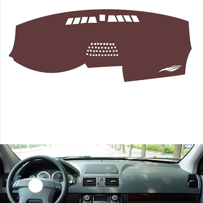 Leather Dashboard Cover Compatible with Volvo XC90 (No Navigation 2004-2014,Dash Board Cover mat Anti-Slip Sun-Proof and dust-Proof(Brown)