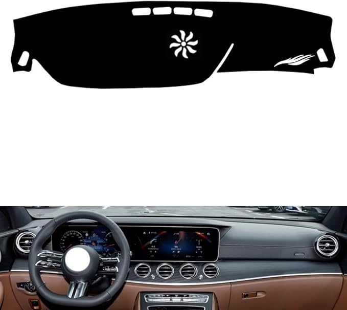 leather dashboard cover Compatible with Mercedes E Class 2016-2023，dash cover（black）