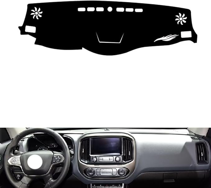 leather dashboard cover Compatible with Chevy colorado 2018，dash cover（black）