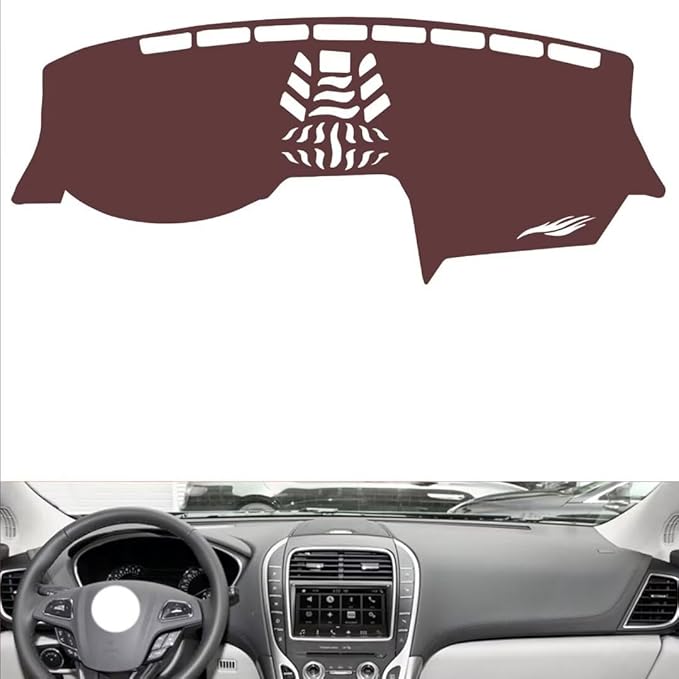 Leather Dashboard Cover Compatible with Lincoln MKX（No Warning Light） 2016-2018,Dash Board Cover mat Anti-Slip Sun-Proof and dust-Proof(Brown)