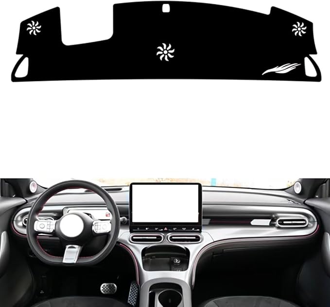 leather dashboard cover Compatible with Smart #1/#3（HUD,Full coverage），dash cover（black）