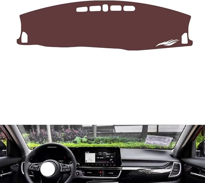 Leather Dashboard Cover Compatible with KIA KX3 2020-2021,Dash Board Cover mat Anti-Slip Sun-Proof and dust-Proof(Brown)