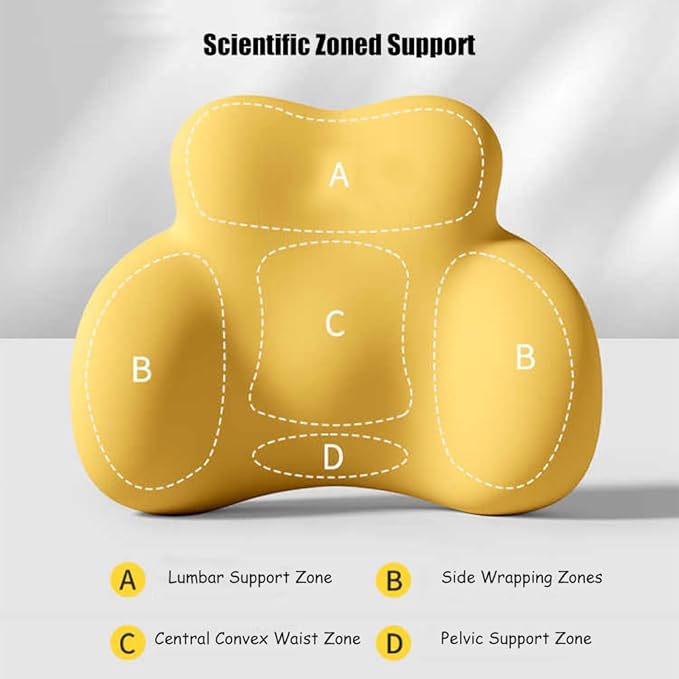 Car Lumbar Support Pillow for Volkswagen VW Polo MK6 2017-2022 2023 2024 2025 2026 Memory Foam Back Support Cushion Breathable Car Seat Lumbar Pad Accessories,Beige