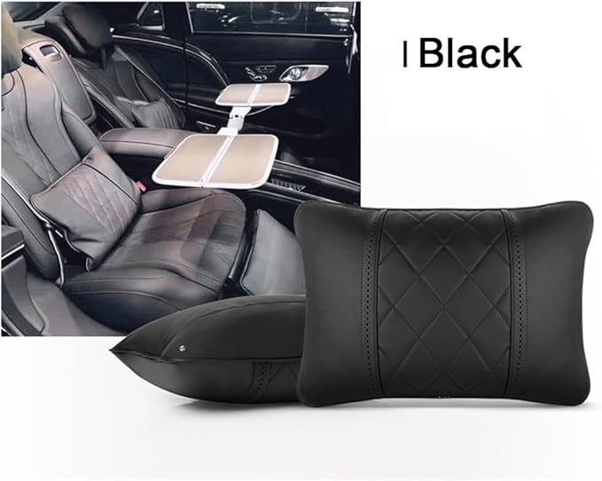 Car Pillows Napa Leather Car Seat Rest Cushion Car Lumbar Pillow for Mercedes Benz Maybach S-Class Lumbar Support Pillow car Accessories（Black）