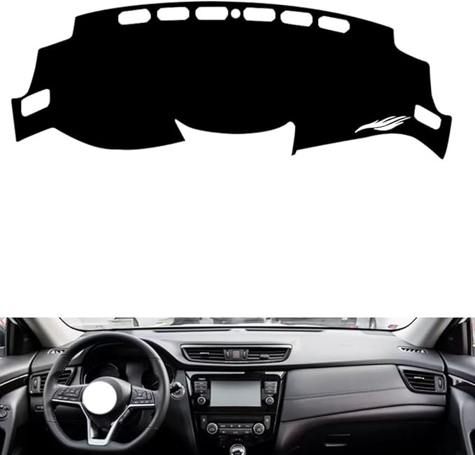 leather dashboard cover Compatible with Nissan NEW X-Trail 2014-2021，dash cover（black）