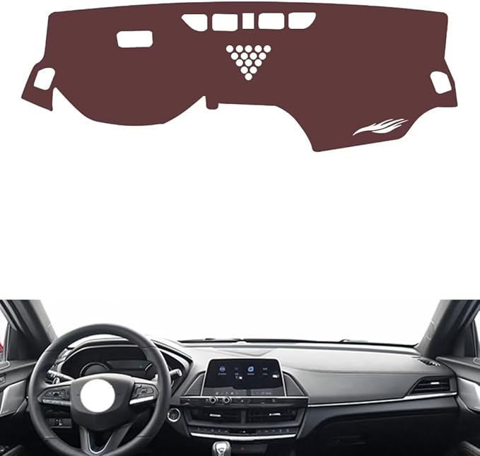 Leather Dashboard Cover Compatible with Cadillac CT4（Warning Light） 2020-2025,Dash Board Cover mat Anti-Slip Sun-Proof and dust-Proof(Brown)