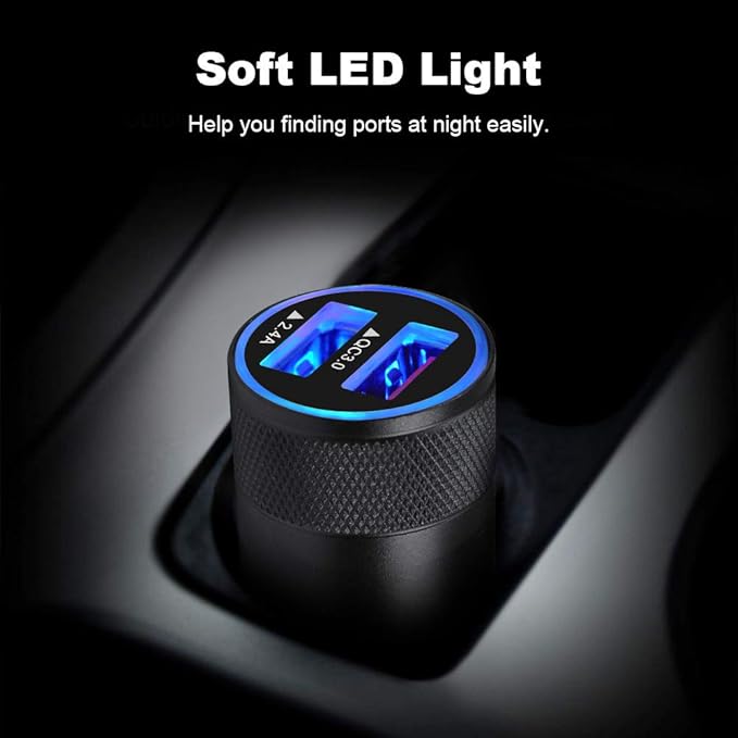 Fast Car Charger, Quick Charging 5.4A/30W Phone USB Adapter Rapid Plug 2 Port Cigarette Lighter Auto Charger Flush Compatible Samsung, Tablet, iPhone, iPad, LG, Automobile