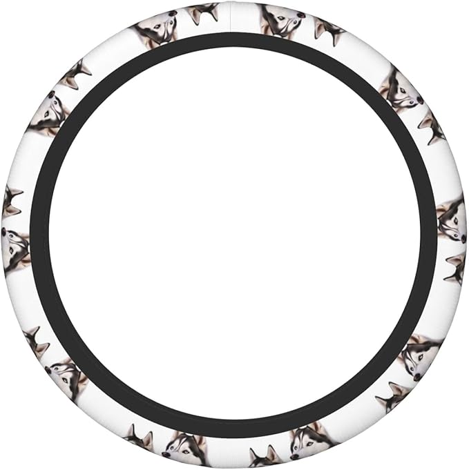 Elastic Steering Wheel Cover, Husky Dogs Car Wheel Covers for Women Men Anti-Slip Steering Wheel Protector Car Accessories, Universal 15 Inch Fit Auto, Suvs, Truck