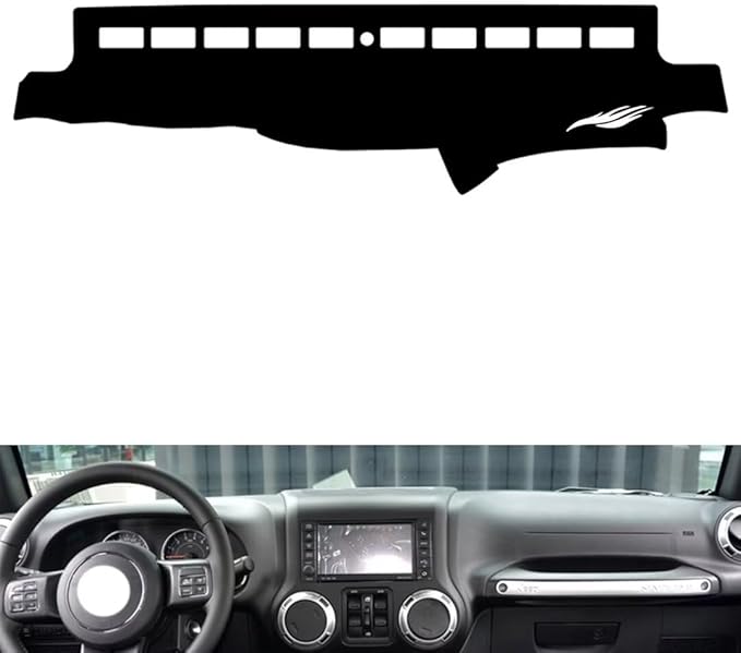 leather dashboard cover Compatible with JEEP WRANGLER (no There box 2011-2017，dash cover（black）