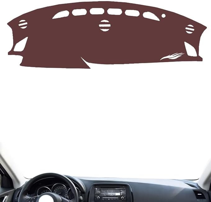 Leather Dashboard Cover Compatible with Mazda CX-5 2013-2016,Dash Board Cover mat Anti-Slip Sun-Proof and dust-Proof(Brown)
