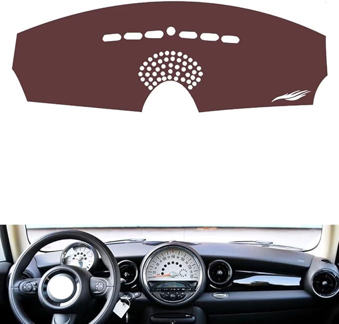 generic leather dashboard cover Compatible with BMW MINI 2009-2013，dash cover, Non-Slip Dash Cover, Dash mat Dashboard Cover, Interior Dash Covers, brown