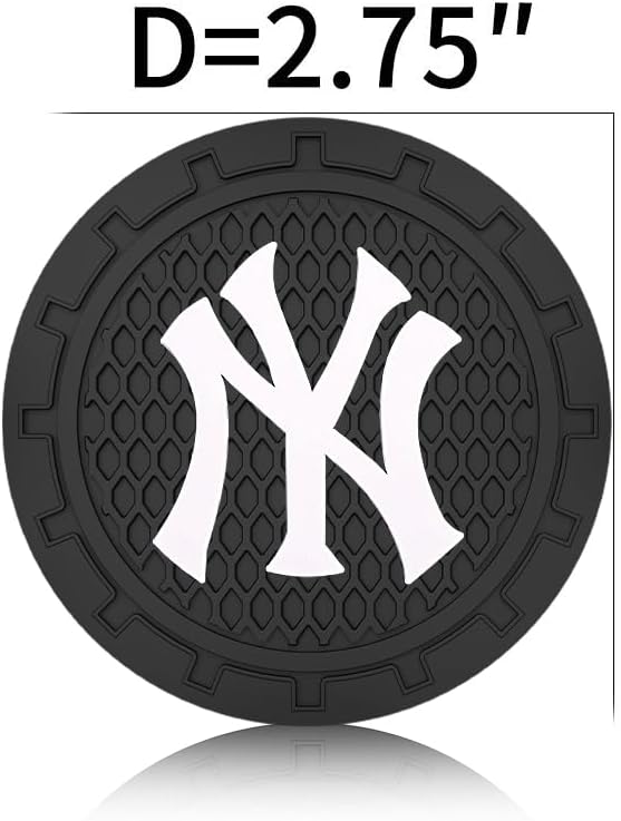 Silicone Yankees Car Cup Holder Coasters,Baseball Fans Car Coasters for NY Yankees Fans, Non-Slip Universal Fit Cup Holder Insert