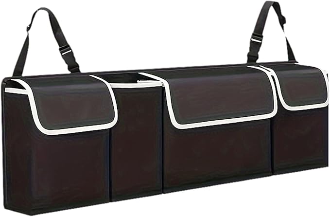 Car Trunk Organizer, Backseat Hanging Organizer with 4 Pockets Waterproof Trunk Organizer and Storage for SUV, Truck, Van, Cargo.