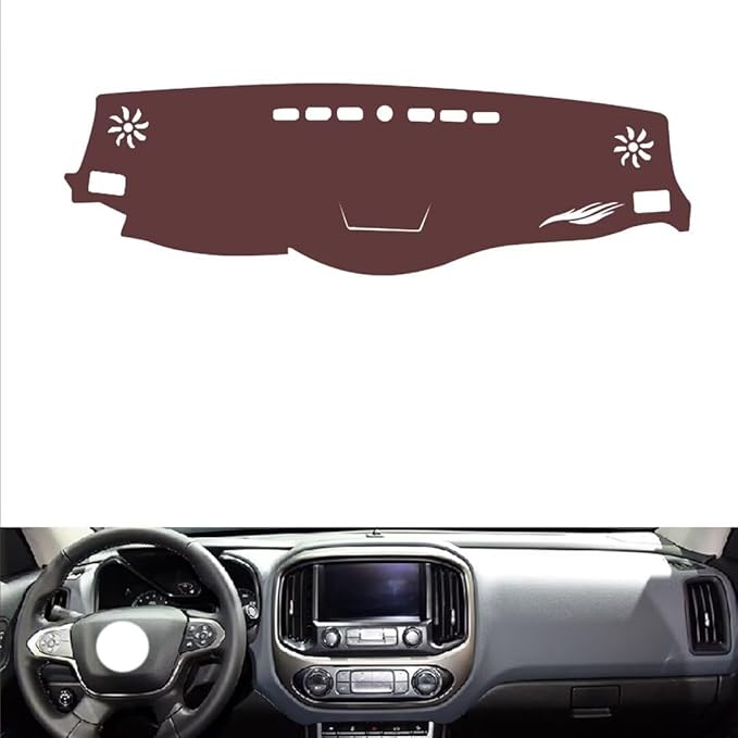 generic leather dashboard cover Compatible with Chevy colorado 2018，dash cover, Non-Slip Dash Cover, Dash mat Dashboard Cover, Interior Dash Covers, brown