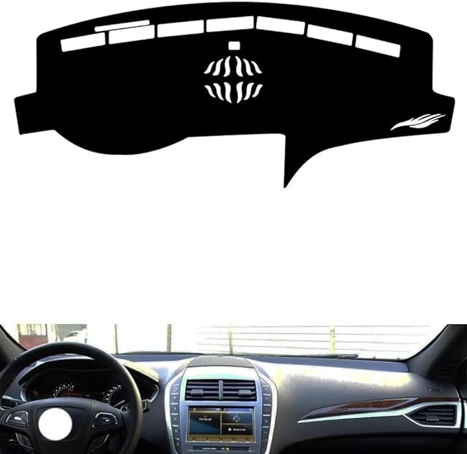 leather dashboard cover Compatible with Lincoln MKZ（warning light），dash cover（black）