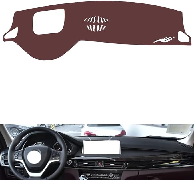 Leather Dashboard Cover Compatible with BMW X5（HUD） 2014-2018,Dash Board Cover mat Anti-Slip Sun-Proof and dust-Proof(Brown)