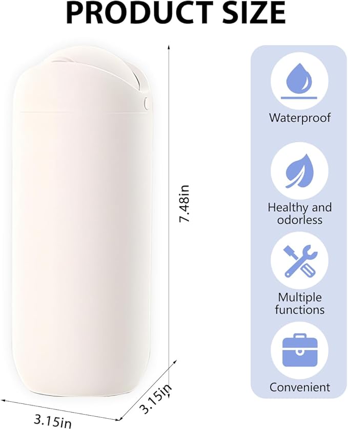 Car Trash Can with Lid, Silicone Leakproof Mini Round Vehicle Garbage Bin for Cup Holder, Portable Automotive Interior Waste Storage & Organizers Accessories, Universal Fit (Beige)