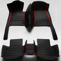 Custom Waterproof Leather Car Floor Mats Fit for Most Car SUV Truck & Sportscar All Weather Protection Vehicles (Black+Red bar)