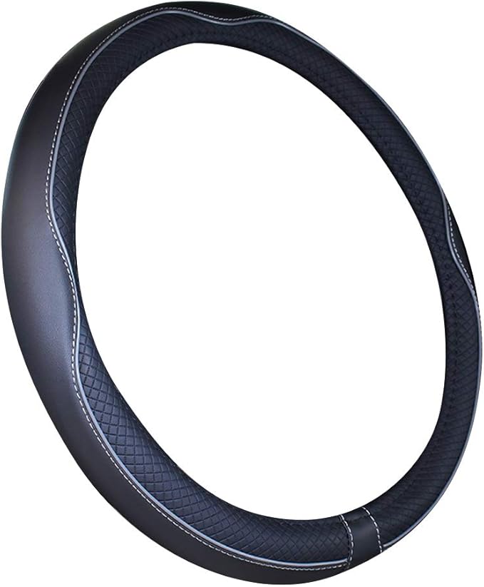 Mayco Bell Small Size Steering Wheel Cover Anti-Slip,Safety,Soft,Breathable,Durable,Full Surround,Comfortable Grip Microfiber Leather (14-14.25 inch,Black Gray)