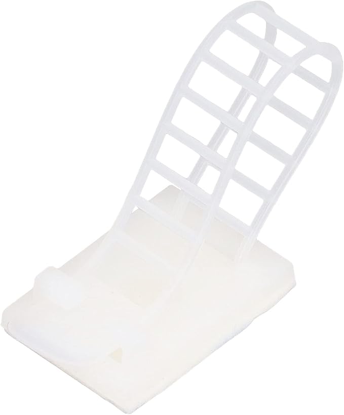 100Pcs Adhesive Cable Management Clips, Adjustable Nylon Strap Ties, Self Adhesive Wire Clamps Organizer with Strong Fixation for Office Home and Car, Reusable Cable Ties for Power (White)