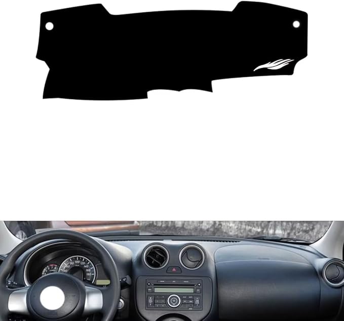 leather dashboard cover Compatible with Nissan March，dash cover（black）