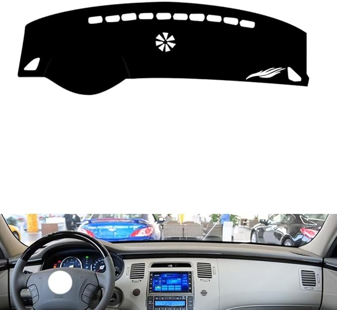 Leather Dashboard Cover Compatible with Hyundai Grandeur 2006-2010，Dash Cover（Black）