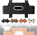 Car Backseat Organizer with Cup Holder, Tissue Box, Trash Bin & Hooks, 3-in-1 Multifunctional Back Seat Car Organizer for Hold Phones, Snacks, Drinks, and Handbags, Gifts for Car Owners (Black)