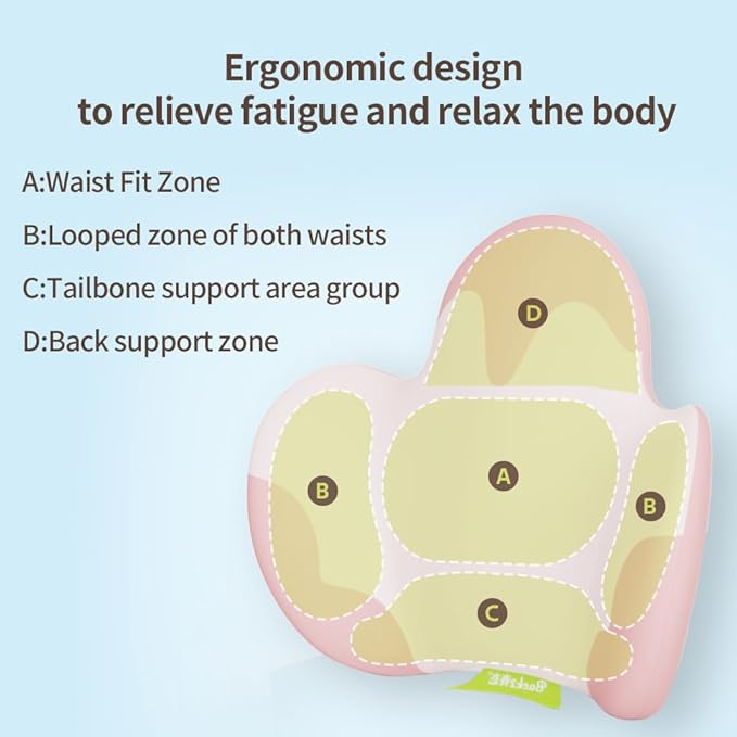 Lumbar Support Pillow for Office Chair, Car Back Support with Memory Foam, Support for Lower Back Pain Relief Lumbar Pillows, Ergonomic Back Cushion for Desk Chair, Sofa, Bed, Car Seat (Pink/White)