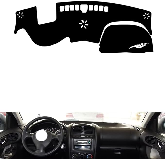 leather dashboard cover Compatible with HyundaiHyundai SANTAFE（HUD，dash cover（black）