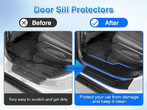 Floor Mats for Jeep Grand Cherokee L (6-Seater Without 2nd Row Center Console) 2021-2025 2026, All Weather Cargo Liner & Door Sill Guards for Grand Cherokee L Accessories, Car Accessories