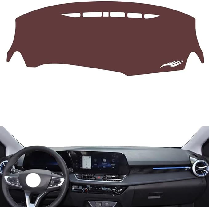 Leather Dashboard Cover Compatible with Chevy Monza 2023-2024,Dash Board Cover mat Anti-Slip Sun-Proof and dust-Proof(Brown)