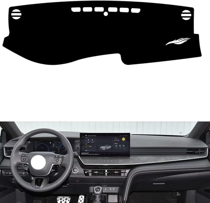 Leather Dashboard Cover Compatible with Toyota Camry（NO HUD） 2024-2025，Dash Cover（Black）