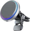 Qi2-Certified 15W The Mount Magsafe Compatible Car Mount Charger, Full Aluminum Body Air Vent Clip and 15W Adapter Included for iPhone 16/15/14/13/12 (Silver)