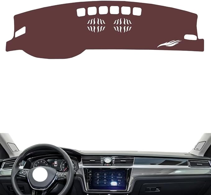 Leather Dashboard Cover Compatible with VW Phideon,Dash Board Cover mat Anti-Slip Sun-Proof and dust-Proof(Brown)