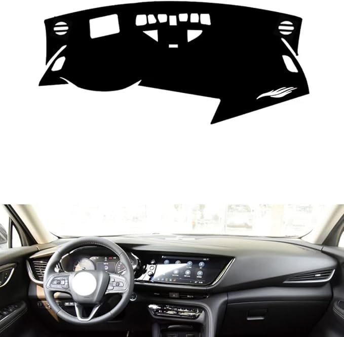 leather dashboard cover Compatible with Buick Envision PLUS（HUD），dash cover（black）
