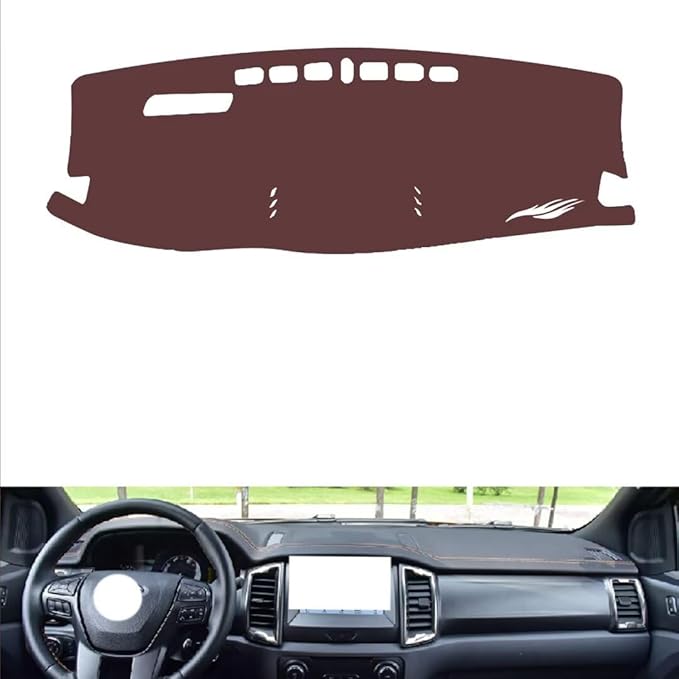 Leather Dashboard Cover Compatible with Ford Ranger wildtrak 2015，Dash Cover, Non-Slip Dash Cover, Dash mat Dashboard Cover, Interior Dash Covers
